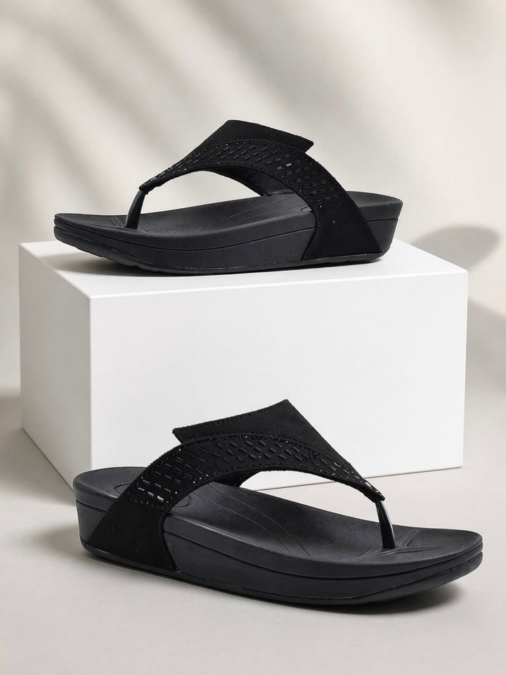 Black Suede Women Wedge Heel Sandals Indifeet x Groway