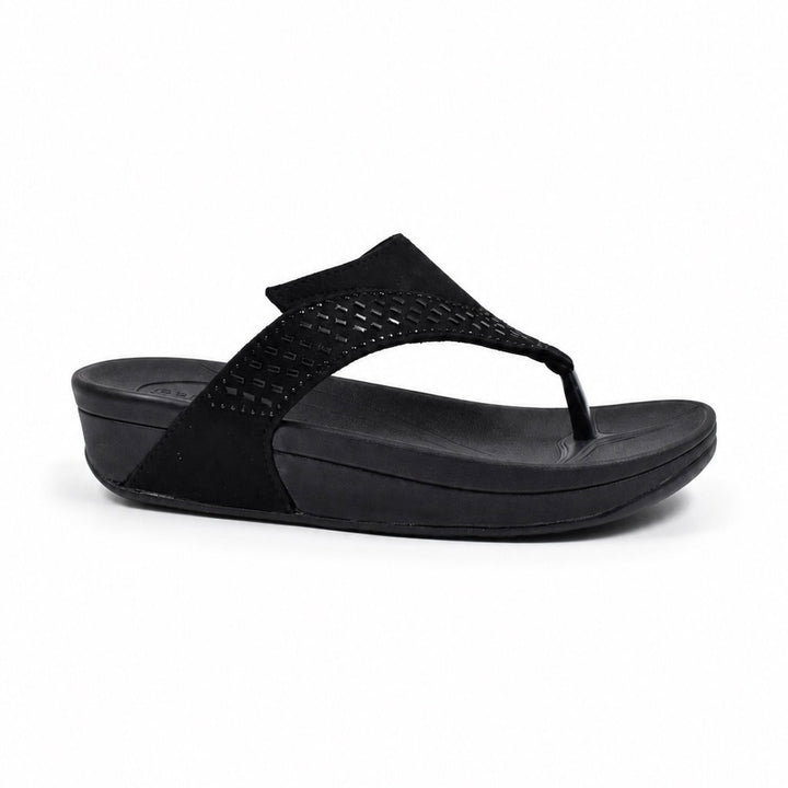Black Suede Women Wedge Heel Sandals Indifeet x Groway