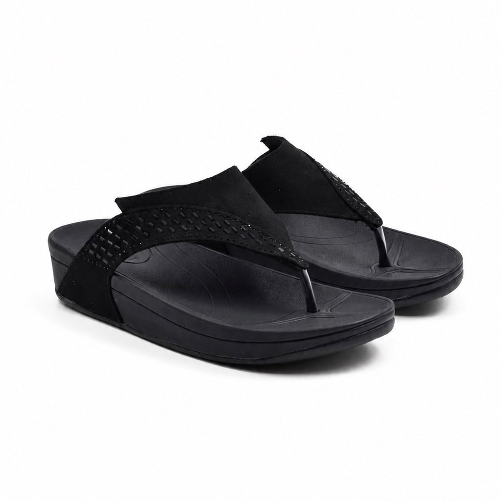 Black Suede Women Wedge Heel Sandals Indifeet x Groway