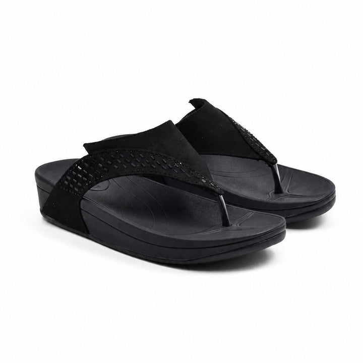 Black Suede Women Wedge Heel Sandals Indifeet x Groway
