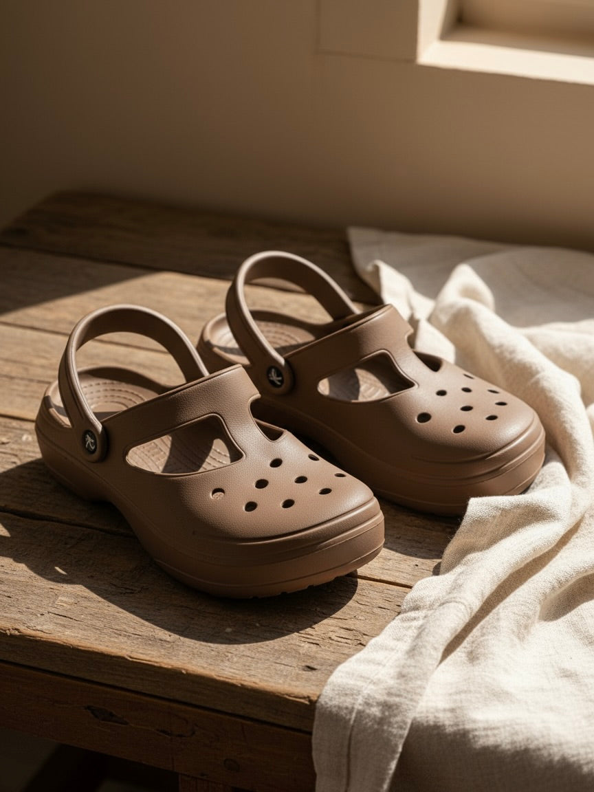 Comfortable Brown Slip-On Clogs