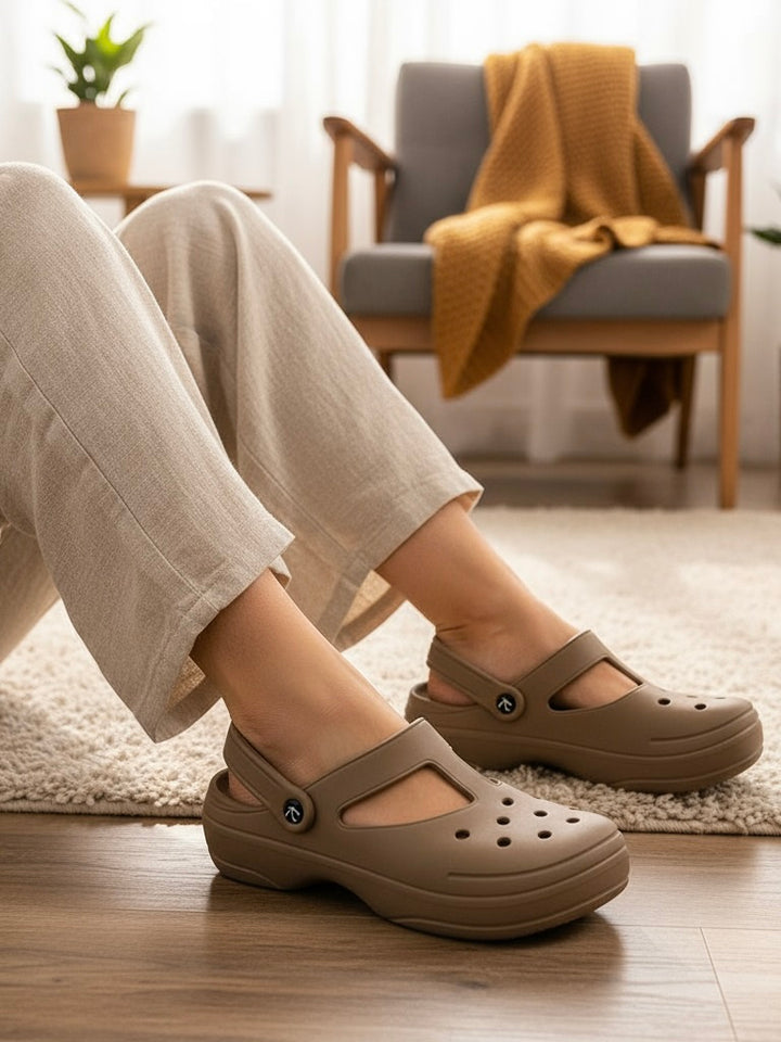 Comfortable Brown Slip-On Clogs
