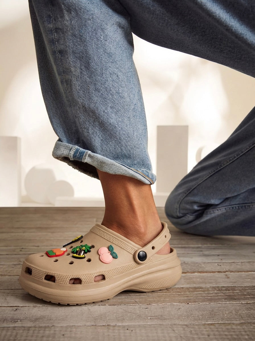 Beige Comfort Heel Clogs