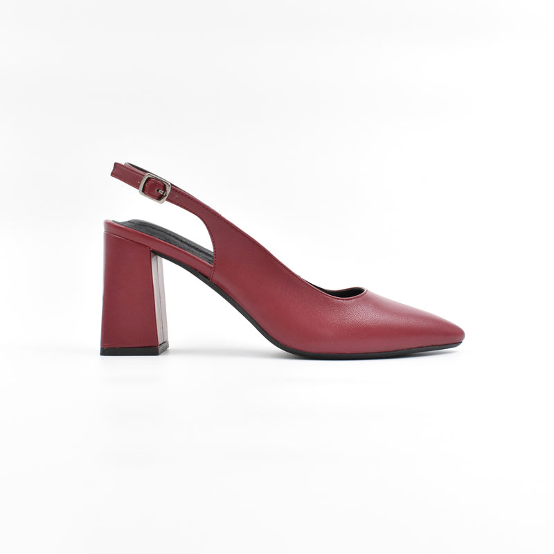 Burgundy Pumps Block Heel Sandal