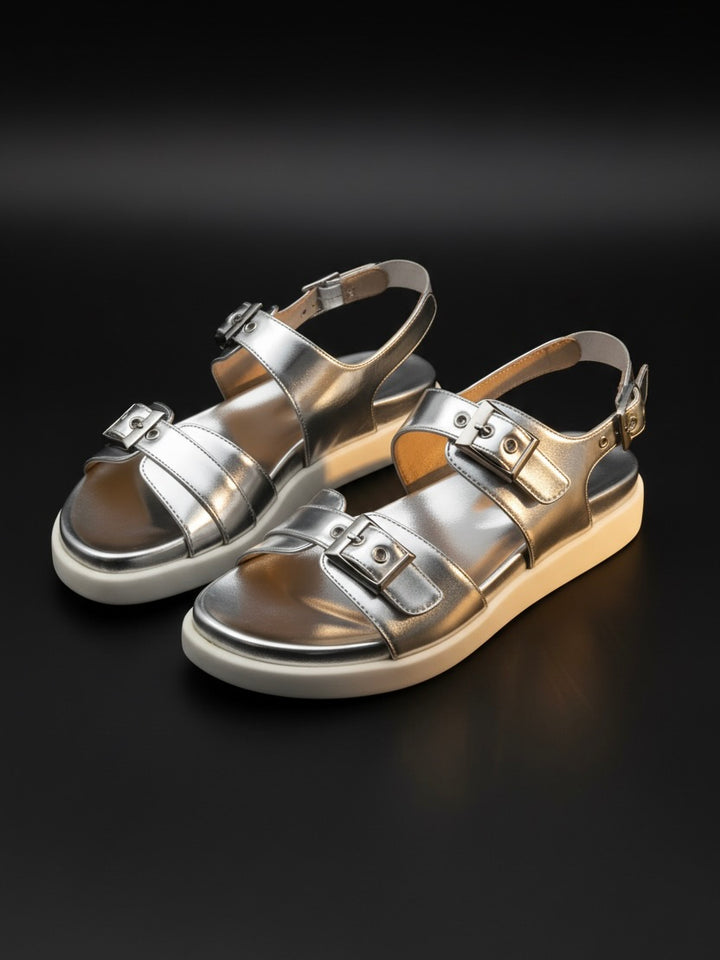 Silver Buckle Platform Sandals