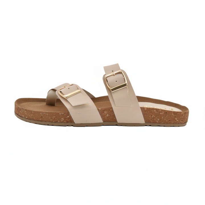 Cream Cork Toe Ring Sandals