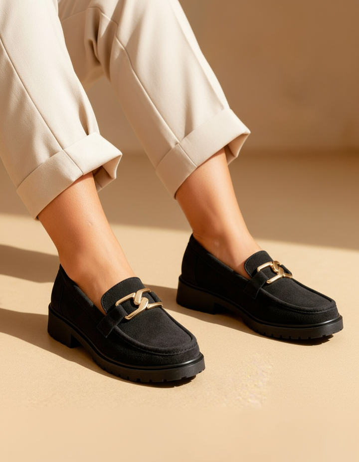 Formal Suede Black Ballerina Shoe