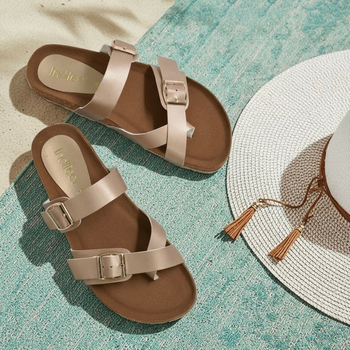 Rose Gold Cork Toe Ring Sandals
