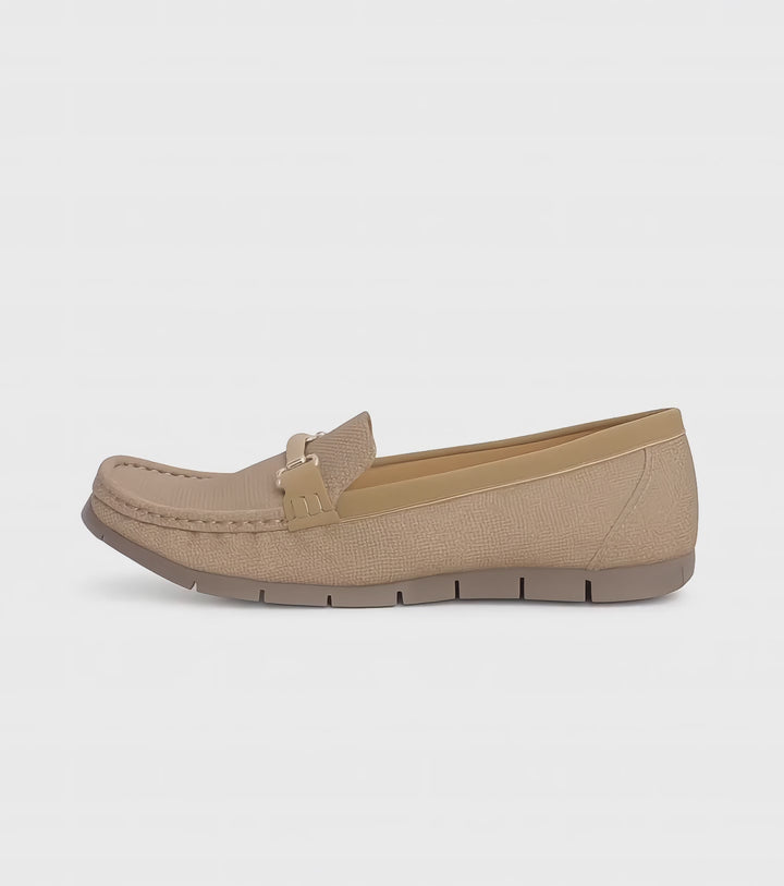 Formal Brown Textured Ballerina Shoe